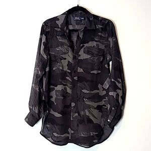 Polo Ralph Lauren Flowy Jonna Silk Tunic Button Down Top Size Small Luxury Comfy